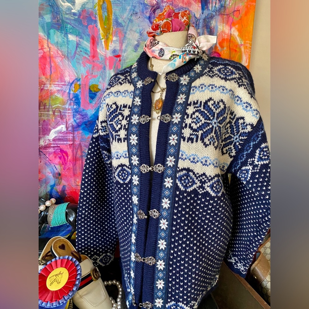 Beautiful Vintage SQUAW VALLEY Wool Nordic Ski SWEATER Apres Winter Fashion 🥰 S